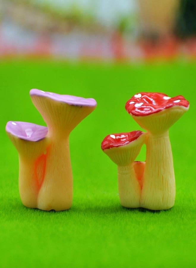 Prokart® Ceramic Mushroom Miniature Toys for Garden Accessories and Decoration | Table Ornaments | Cute Plant Decorative | Flower Pot Figurines (Purple & Red 3 Twins Plant Set of 2 Pcs) - Image 3